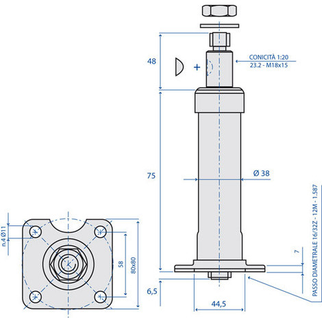 COLONNETTA STERZO IDROG.DANFOSS L=075