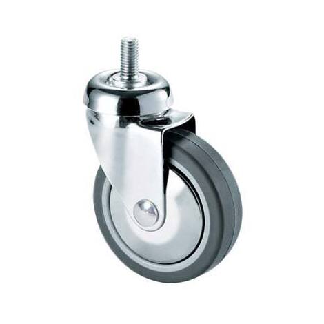 Ruota  a  forcella  girevole  perno  filett  220b  avo - A/zincr/gomma  grigia  d.mm  40x18  f.ma  8x30