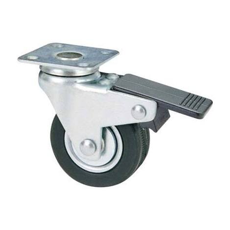 Ruota  a  forcella  girevole  +  fermo  160bis  avo - A/zincr/gomma  nera  p.mm  40x40  d.mm  50x18