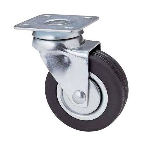 Ruota  a  forcella  girevole  160  avo - A/zincr/gomma  nera  d.mm  50x18  p.mm  40x40