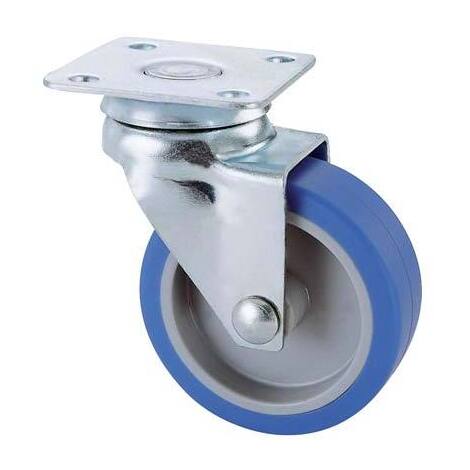 Ruota  a  forcella  girevole  221  avo - A/zincr/gomma  blu  p.mm  40x40  d.mm  50x18