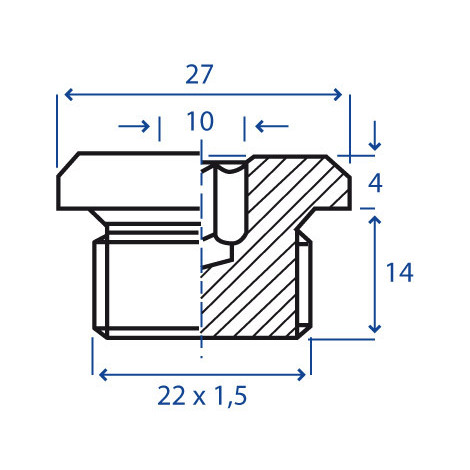 TAPPO MASCHIO A BRUGOLA 22X1,5