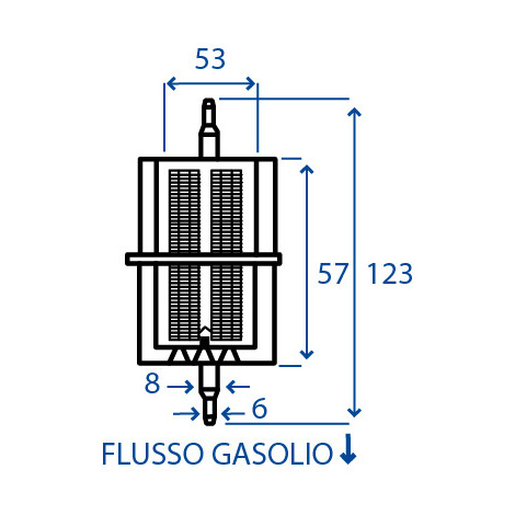 PREFILTRO GASOLIO UNIV.TIPO CORTO 123X53