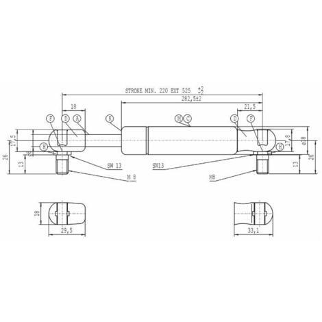 Molla a gas 525,5mm 150n 63080