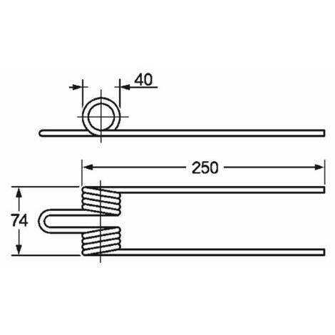 Molla per ranghinatore adattabile CECCATO rif. C 063/A, lunghezza 250mm, larghezza 74mm