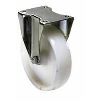 Ruota in nylon Ø 80 x 30mm, con supporto in acciaio fisso