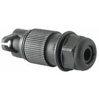 Spina 3 poli 6-24V in plastica con cappuccio e pressacavo a dado per cavo Ø 6 - 10 mm