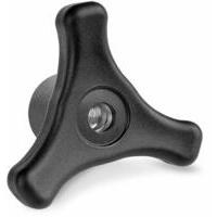 Volantino a 3 bracci Ø 80mm con boccola filettata passante M10