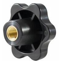 Volantino a 6 lobi femmina con boccola filettata cieca, diametro esterno 30mm, filetto M5.